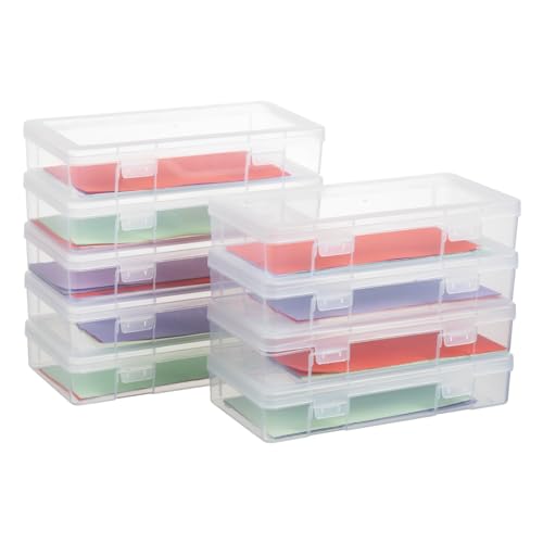 novelinks Plastic Small Storage Bins with Lids for Organizing, Mini Clear Storage Containers and Stackable Storage Box Organizer for Pencil Boxes, Task Boxes, Crayon Boxes (9 Pack Medium) - color: 9 Pack Medium -Clear