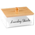 Acrylic Laundry Sheet Holder with Bamboo Lid, Laundry Detergent Sheet Container/Holder/Dispenser, laundry Room Organization and Storage