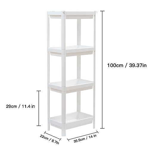HIEEY 4 Tier Bathroom Shelf,Bathroom Rack, Shelves Organizer, for Bathroom Laundry Pantry Kitchen Narrow Places
