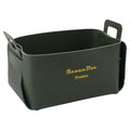 Foldable Storage Basket Bin PU Leather Desktop Organizer Box Green Small Catchall Basket Rectangle Tray Double Handles for Entryway Bedside Dresser End Table Cosmetic Jewelry Key Wallet - color: Green
