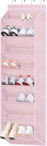 SLEEPING LAMB Over The Door Shoe Organizer for Closet, Kids Sneaker Storage for Hanging Shoe Rack for Door with Large Deep Pockets for Toddler, Girl, Baby Room Decor, Pink - color: Pink, size: 64.5''