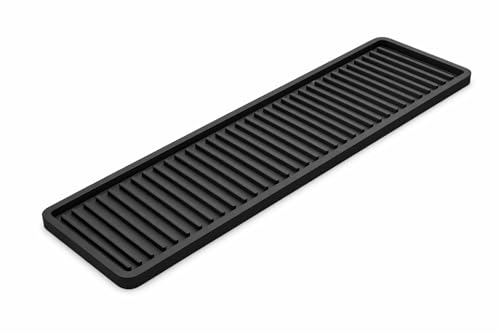 ZAPPOWARE Silicone Kitchen Sink Caddy Sponge Holder 17.7"x 4.33", Black - Bathroom Vanity Tray Organizer, Kitchen Soap Tray for Dish Scrubber, Soap Dispenser and Sponge - color: Black, size: 18" x 4.3" x 0.4"