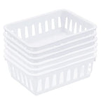 Tribello Mini Plastic Baskets for Organizing, White Drawer/Closet Storage Tray, Size 6 x 5 x 2.12 - Pack of 6 - Made in USA