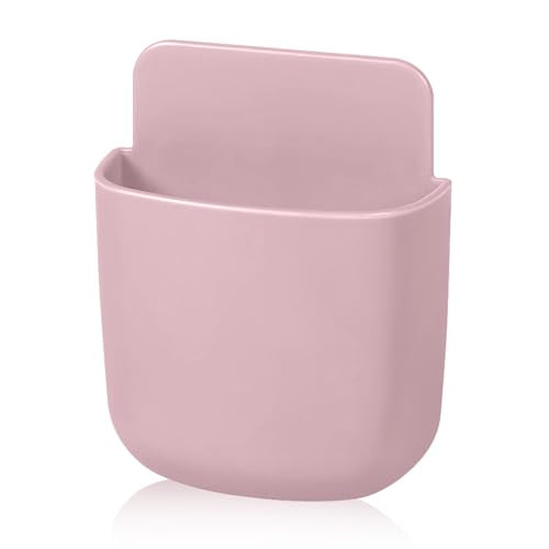 Remote Control Holder, Wall Mount Pen Holder Hole-Free Self Adhesive Phone Charging Organizer Pencil Storage Containers for Home Office School Supply Orgaizer(Pink) - color: Pink