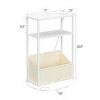 TUTOTAK Narrow Side Table, Small End Table with Charging Station, Nightstand with Fabric Basket, Bedside Table for Small Space, Livingroom, Bedroom White TB01BW095 - color: White