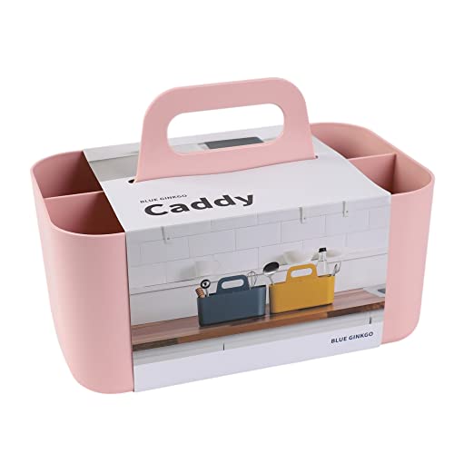 BLUE GINKGO Stackable Organizer Caddy – Korean-Made Portable Tote for Bathroom, Office, Crafts, or School Supplies (Rectangle, Pink) - color: PINK, size: Rectangle