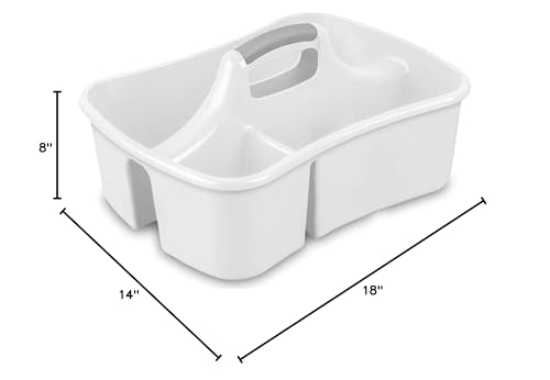 Extra Large 5 Gal Divided Cleaning Caddy Organizer with Handle - Cleaning Supplies for Housekeeping - Shower Caddy Portable - Shower Caddy Dorm - Cleaning Supplies Organizer - 17.75 x 13.25 x 7.75