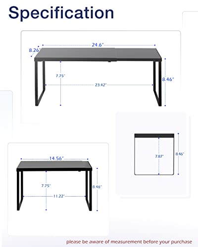Nxconsu Cabinet Shelf Expandable Organizer Riser Rack for Kitchen Pantry Cupboard Under Sink Countertop Home Organization Extra Storage Space Saver Heavy Duty Metal Edgeless Design Black - color: Black, size: 8.26’’D * 14.56-24.6’’W * 8.46’’H