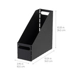 IRIS USA Metal Magazine File Holders, 6 Pack, For Letter/Legal File, Durable Vertical Desktop File Paper Organizer, File Storage Box Stand Rack for Document Notebook Binder Home Work Office, Black - style: Black L - 6 Pack