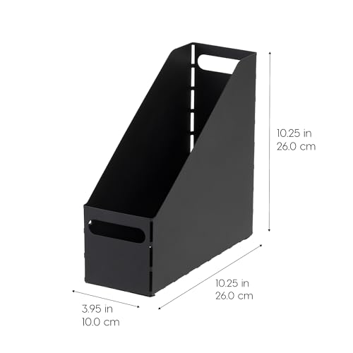IRIS USA Metal Magazine File Holders, 6 Pack, For Letter/Legal File, Durable Vertical Desktop File Paper Organizer, File Storage Box Stand Rack for Document Notebook Binder Home Work Office, Black - style: Black L - 6 Pack