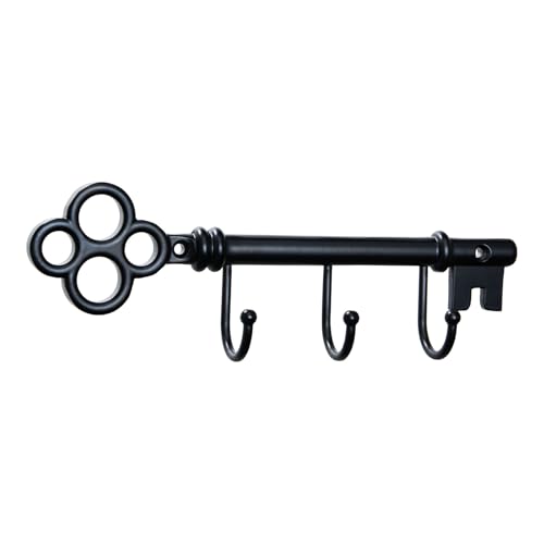 Classic Wall Mounted Key Holder Hook Rack, Vintage Key Rack for Entryway (Black) - color: Black