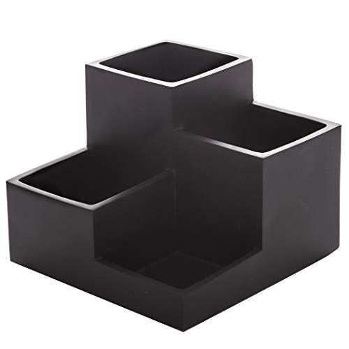 BINO | Multi Purpose 4 Compartment Organizer - Make up Organizer for Vanity - Makeup Holders for Bathroom - Toiletry Countertop - Toothbrush and Bathroom Accessories Holder - Matte Black - color: Matte Black