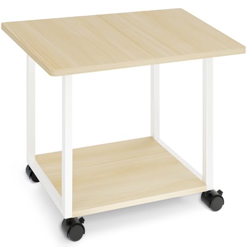 MARTY 22"x15.75" Large Under Desk Printer Stand with Storage Shelf 2-Tier Rolling Printer Cart with Wheels Printer Table for Home Office Heavy Duty Storage Rack for Scanner Fax Machine, Maple - color: Maple