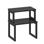 HOOBRO Cabinet Organizer Shelf, Set of 2 Kitchen Counter Shelves, Expandable Kitchen Storage, Stackable Bamboo Spice Rack, for Kitchen, Countertop, Office Desk, Living Room, Black BK20TL01 - color: Black
