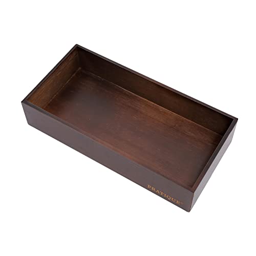 PRATIQUE Bamboo Drawer Organizer - Kitchen Utensil Organizer Silverware Tray Cutlery Holder，Office Desk Supplies and Accessories,12 * 5.9 * 2.6,Nut-brown - color: Nut-brown, size: 12*5.9*2.6 inch