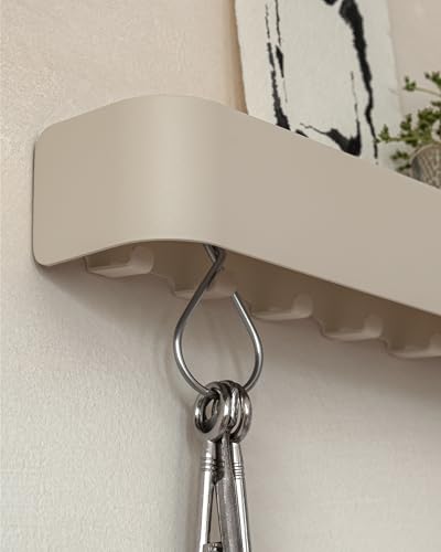 Kazai. Key Holder for Wall 'Tone' | Minimalist Key Hooks Design from Berlin | Modern Key Hanger with Metal Shelf | Key Hook Wall Mounted as Hallway Furniture | Taupe - color: Taupe
