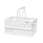 20 L Collapsible Shopping Basket, plastic basket, Basket with Handle, M (White) - color: White