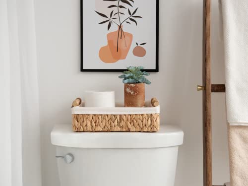 StorageWorks Small Baskets for Organizing, Wicker Bathroom Basket for Toilet Tank Top with Liner, Natural Water Hyacinth, Set of 2 - color: Natural (Water Hyacinth), size: 12"L x 7¾"W x 3¼"H + 10¼"L x 6"W x 2¼"H