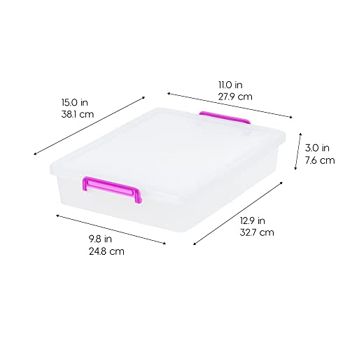 IRIS USA 6 Qt. Plastic Craft Storage Container Bins with Lids, 6 Pack, Small Art & Office Supply Organizer Tote, Sensory Bins & Boxes for Home & University, Stackable, Secure Latch Buckles, Clear - size: 6 Qt. - 6 Pack, style: STACK