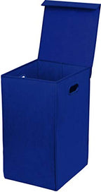 Simple Houseware Foldable Laundry Hamper Basket with Lid, Dark Blue - color: Dark Blue