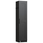 IRONCK Narrow Kitchen Pantry Storage Cabinet, 72" Slim Single Door with 6 Adjustable Shelves, Door Rack and Wheels, Space Saving Freestanding Storage Floor Cabinet for Small Place, Black