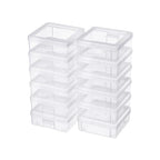 12 Pack Storage Containers with Latching Lid 5" x 5"x 1.9" Small Plastic Clear Stackable Boxes for Office and Beauty - size: Small-12 Pack