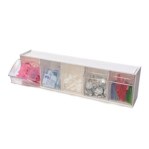 Deflecto Tilt Bins, Interlocking 5-Bins, 23" x 5" x 6.5 ", White (20503OP) - style: 5 Bins