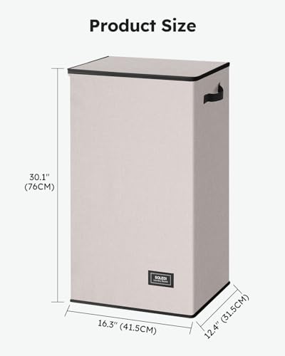 SOLEDI Laundry Hamper with Lid 100L Large & Tall Collapsible Laundry Basket, Clothes Hamper with Bag Removable Easy to Carry, Dirty Hampers for Bedroom, Bathroom, Dorm, College,Light taupe - color: Light taupe, size: 100L