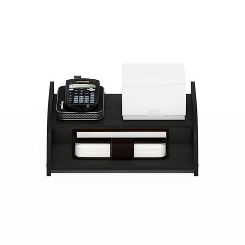 Furinno Classic Desk Organizers and Accessories, 2-Tier Monitor Riser, Office Organization, Desk Top Book Shelf, for Office Supplies, Office Desk Utility, Dark Espresso - color: Dark Espresso, size: 2-Tier 12.5" Wide