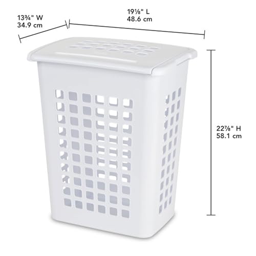 Sterilite Rectangular LiftTop Laundry Hamper with Lid, Handles to Easily Carry Clothes Between the Laundry Room and Bedroom, Plastic, White, 16-Pack - size: 16 Pack