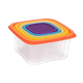 KARO DAILY 5-Pack Nesting Food Storage Containers with Colorful Airtight Lids – BPA-Free Stackable Plastic Meal Prep Containers, Space-Saving Kitchen & Pantry Organizer Set for Fridge & Freezer