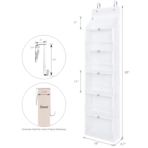 Univivi Hanging Yarn Storage Organizer with 6 Zipper Closure Compartments, Large Capacity Knitting Organizer Storage, Over the Door Hanging Yarn Holder for Knitting Needles, Crochet Hooks(Clear White) - color: Clear White, size: 6 Tiers