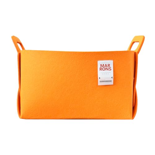 Collapsible Felt ORANGE Storage Bin Large 14.6"x9.4"x9.4" – Foldable Basket with Handles for Closet, Laundry Room Organization, Storage, Decorative Storage Bins for Shelves, Nursery - color: ORANGE, size: LARGE