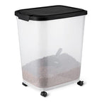 Amazon Basics Pet Food Storage Container with Wheels, BPA-Free, Detachable Scoop, 30lbs Capacity, Reliable Seal - size: 30lbs
