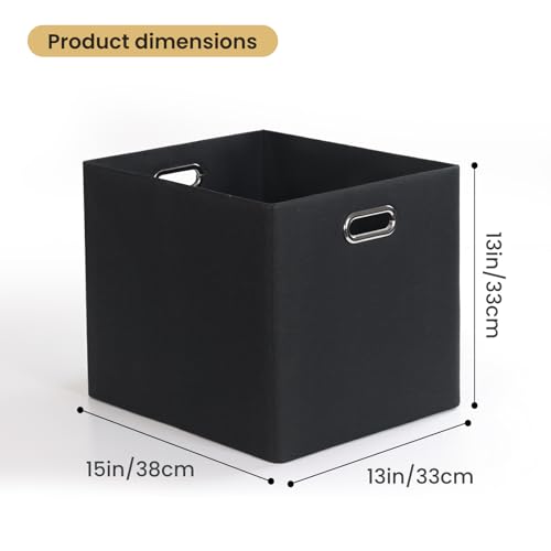 Posprica 3X Thicker Collapsible Storage Bins,13×15x13 Foldable Storage Cube Boxes Fabric Drawer for Closet Shelf Cabinet Bookcase, set of 4 (Pure Black) - color: Pure Black