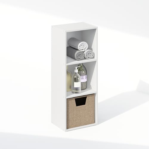 Furinno Reed Closet Organizers and Storage, 3-Tier Closet Organizer, Open Shelf Closet Storage, for Wardrobe, Bedroom, Living Room, White - color: White, size: 3-Tier, 12"W