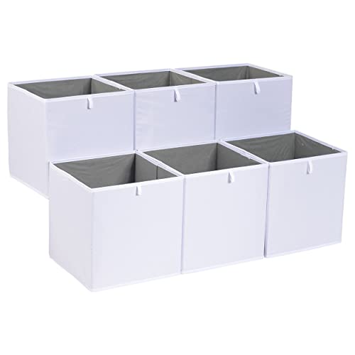 Amazon Basics Collapsible Cube Storage Organizer Bins, Closet Organizer Baskets for Shelves, Space-Saving, White, 13" x 15" x 13", 6-Pack - color: White, size: 13x15x13"