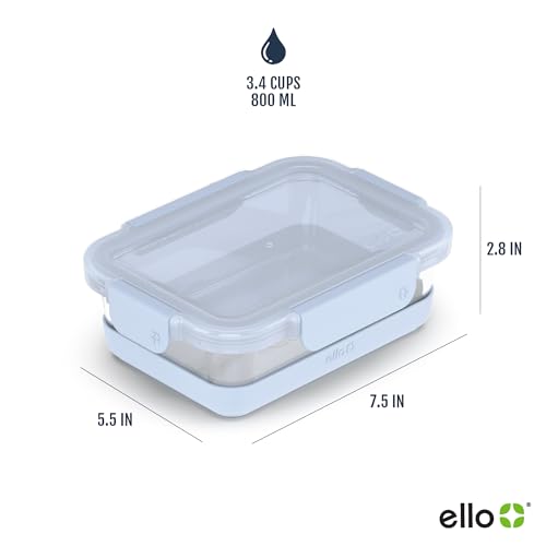 Ello Duraglass 3.4 Cup Meal Prep Sets 10Pc,Set-Glass Food Storage Container with Silicone Boot and Airtight BPA-Free Plastic Lids,Dishwasher,Microwave,and Freezer Safe,Halogen Blue,5 Count (Pack of 2) - color: Halogen Blue with Boot, size: 3.4 Cup (Pack o