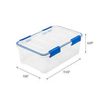 IRIS USA 16 Qt Storage Box with Airtight Seal, 4 Pack - BPA-Free, Made in USA - Heavy Duty Moving Containers with Tight Latch Gasket Lid, Weather Proof Tote Bin, WEATHERPRO - Clear/Blue - size: 16 Qt. - 4 Pack