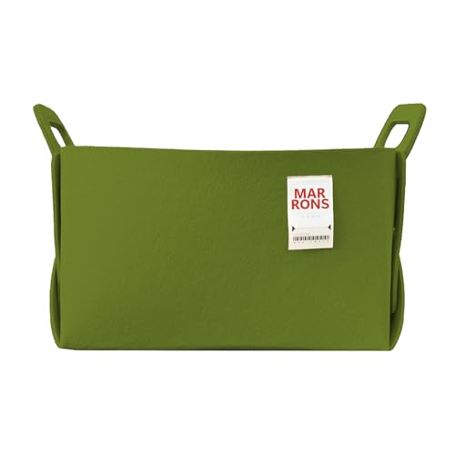 Collapsible Felt OLIVE Storage Bin Large 14.6"x9.4"x9.4" – Foldable Basket with Handles for Closet, Laundry Room Organization, Storage, Decorative Storage Bins for Shelves, Nursery - color: OLIVE, size: LARGE