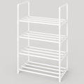 Metal Stackable Small Shoe Rack Organizer, Narrow Shoe Racks for Closets Entryway, Shoe Stand,Shoe Shelf with Handle (4-Tier-White) - size: 4-Tier-White