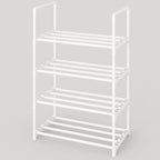 Metal Stackable Small Shoe Rack Organizer, Narrow Shoe Racks for Closets Entryway, Shoe Stand,Shoe Shelf with Handle (4-Tier-White) - size: 4-Tier-White