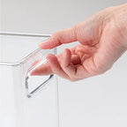 mDesign Plastic Tall Food Storage Organization Container Bin with Handles for Kitchen, Pantry, Cabinet, Fridge/Freezer, Countertop - Organizer for Snacks/Appliances, Ligne Collection, 4 Pack, Clear - size: 10 x 5 x 8 (Pack of 4)