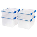 IRIS USA WeatherPro 27 & 44 Qt Storage Bins with Lids, 4 Pack, BPA-Free Plastic Gasket Box with Tight Latch and Seal, Stackable Nestable Tote Tub - Clear/Blue - size: 27 & 44 Qt. Combo