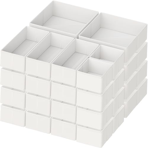 Criusia Drawer Organizer Clothes, 24 Pack Dresser Organizer for Baby Clothes, Underwear, Sock- Foldable Closet Organization and Storage Dividers Bins for Nursery, Bedroom and Dorm (White) - color: White, size: 24PACK