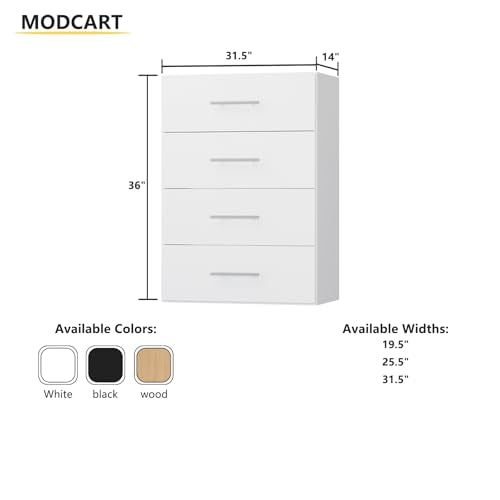 4 Drawer Short Tower Closet Unit, Modular Closet System, Wood Closet System Organizer with Storage for Walk In Closets, Clothing Rack Closet for Hanging Clothes, Bedroom, White, 31.5"W - color: White, size: 31.5" Wide, style: 4 Drawer Short Tower