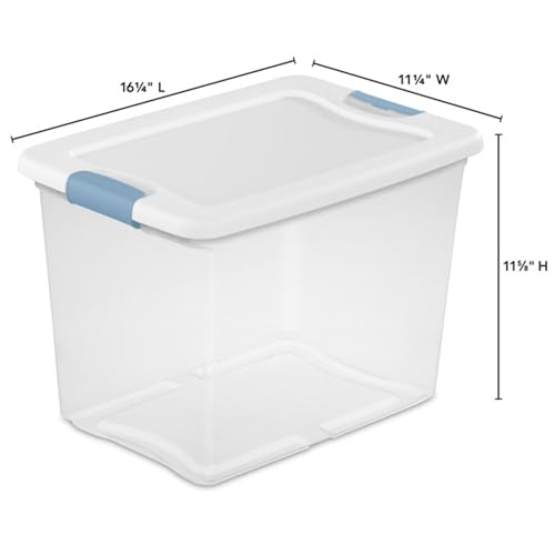 Sterilite 12-Pack Latching Box, Under Bed Storage Bins with Lids, Clear Plastic, 25 Quart - Heavy-Duty Organizing Containers for Closet, Bathroom, and Office - size: 25 Quart, style: 12 Pack