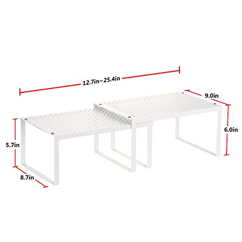 NEX Kitchen Cabinet and Counter Pantry Shelf Organizer, Expandable & Stackable, White - color: White