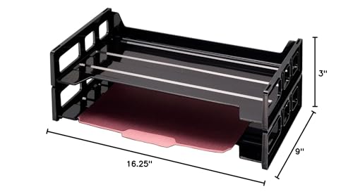 Officemate 26054 Recycled Desk Tray, Side Load,9 x 16 1/4 x 5, Legal, Black, 2/PK (OIC26054) - size: Pack of 2