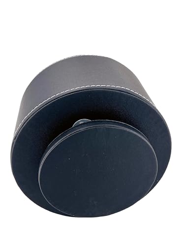 PU Leather Round TV Remote Control Holder for Table,360° Swivel Office Supply Desktop Organizer,4 Compartments Phone/Pen/Pencil Holder,Suitable for Stationery/Heater Controllers Etc (Black) - color: Black